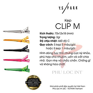 Kẹp mỏ vịt làm tóc YS PARK CLIP-M chất liệu nhôm chống gỉ kháng hóa chất size M - hàng chính hãng Made in Japan