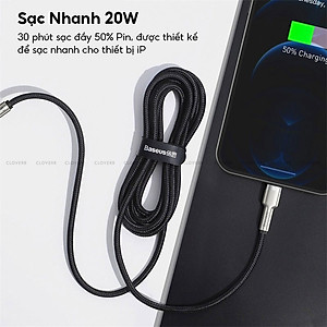 Cáp sạc nhanh PD20W truyền dữ liệu Baseus Metal Data Type-C sang iPhone ( 2 size ) - Hàng chính hãng