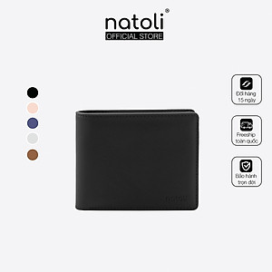 Ví da nam nữ dáng ngang NATOLI gập đôi đựng thẻ cầm tay cao cấp BST Simple Horizontal Wallet V4