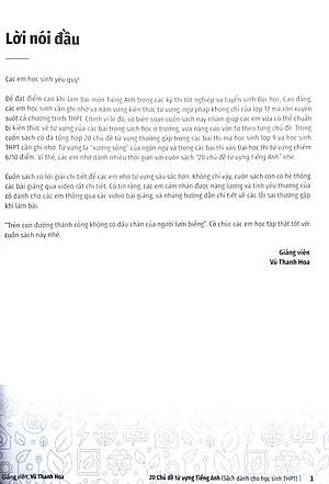 20 Chủ Đề Từ Vựng Tiếng Anh - Sách Dành Cho Học Sinh THPT