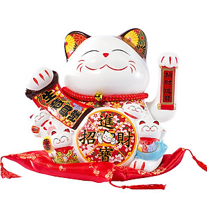 Tượng Mèo Thần Tài Ngũ Phúc Lâm Môn Vẫy Tay Chiêu Tài Lộc Bằng Gốm Sứ - MẪU & MÀU GIAO NGẪU NHIÊN