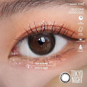 Lens đen giãn tròng Tokyo Night nhãn hiệu Angel Eyes ( Độ cận 0-8 độ )