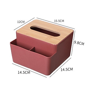 Hộp, Kệ Đựng Khăn Giấy Ăn Nắp Gỗ KUNBE Kèm 2 Ngăn Chứa Đồ Đa Năng Tiện Lợi
