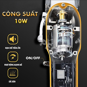 Tông đơ cắt tóc chuyên nghiệp KEMEI KM-802 công suất mạnh mẽ 10W có màn hình LCD hiển thị thông minh, sử dụng sạc USB sạc nhanh pin trâu 3h, tăng đơ, tondor dùng cho gia đình, salon tiệm tóc barber - hãng phân phối chính thức