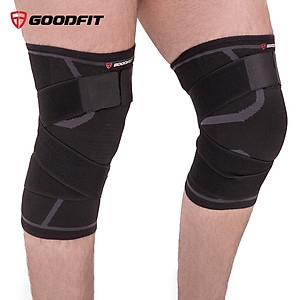 Bó gối thể thao, băng đầu gối thủ môn, tập gym GoodFit dày dặn co giãn 4 chiều, dây quấn trợ lực, viền silicone chống trượt GF511K 