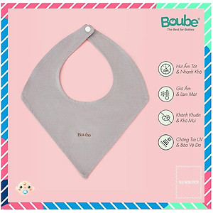 Khăn yếm tam giác đeo cổ có cúc bấm cho em bé sơ sinh, trẻ nhỏ Boube nhiều màu, vải sợi tre Bamboo thông minh, thoải mái