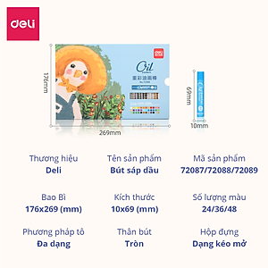 Bút Sáp Dầu Chuyên Nghiệp Deli - Hộp Giấy - 24/36 Màu - 72087 / 72088