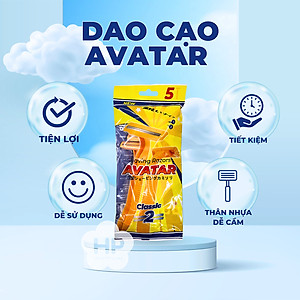 Dao Cạo Râu Avatar 2 Lưỡi Tay Cầm Bằng Nhựa, Lưỡi Thép Không Gỉ (5 Cây/ Bịch)