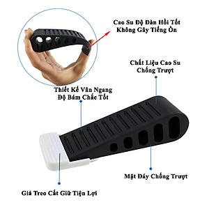 Miếng Chặn Cửa Cao Su KUNBE Kèm Giá Treo Tiện Lợi Chống Va Đập Cửa Hiệu Quả