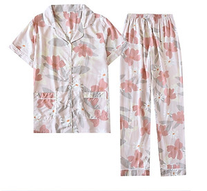 Bộ Đồ Pijama Mặc Nhà Ngắn Tay Azuno BN2706 Chất Liệu Cotton Lụa Nhẹ Mát Cho Mùa Hè