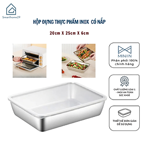 Hộp Đựng Thực Phẩm Inox Để Tủ Lạnh Có Nắp Đậy Đa Năng Tiện Lợi- Có 2 Size 13.5x10.5x5.8 cm và 20x5,5x25cm - Khay Inox 304 Chống Gỉ - Hàng Chính Hãng MINIIN