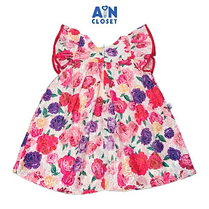 Đầm bé gái họa tiết Hoa hồng nơ đỏ voan thêu - AICDBGXPDSMA - AIN Closet