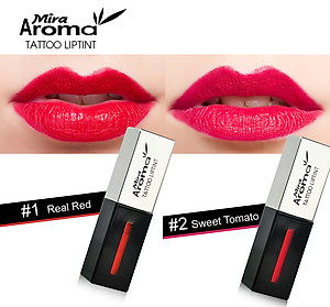 Son xăm lì siêu mịn không trôi Mira Aroma Tattoo Liptint Hàn Quốc 6g No.1 Real Red tặng kèm móc khoá