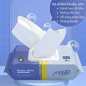 Giấy Ướt Lau Bếp Hương Chanh Thơm Mát Không Độc Hại Gói 80 Tờ Siêu To - Khăn Ướt Lau bếp CHuyên Dụng - HÀNG CHÍNH HÃNG MINIIN
