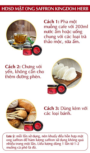 Saffron mật ong Kingdom Herb thượng hạng chính hãng 100% hộp 40g (tặng que lấy mật)