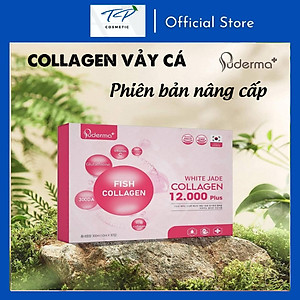 Collagen vảy cá White Jade Puderma 12.000 plus : Tăng độ đàn hồi cho làn da nhanh chóng, giúp da luôn căng mịn trắng sáng. Chống lão hóa da như nếp nhăn, khô ráp… và làm mờ vết thâm nám duy trì sự căng mướt, trẻ trung cho làn da