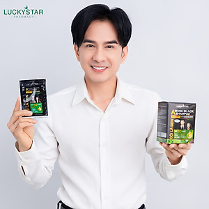 Dầu gội phủ bạc thảo dược cao cấp. Gội là đen LUCKY STAR chiết xuất nhân sâm và thảo mộc tự nhiên. Dầu gội nhuộm tóc giúp tóc đen tự nhiên, khỏe mạnh. Dầu gội đen tóc trong 10 phút ngay tại nhà, phiên bản mới có lược