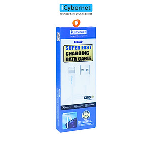 Cáp sạc USB to IP iCybernet IC-1001 sạc 2.4A và truyền dữ liệu đồng thời, chiều dài 1,2m - Hàng chính hãng