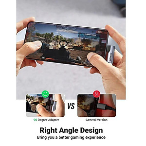 Ugreen UG90577CM460TK vuông góc 90 độ 4 khấc Màu đen Đầu chuyển USB-C sang cổng 3.5mm hỗ trợ Samsung Ipad Xiaomi Oneplus - HÀNG CHÍNH HÃNG