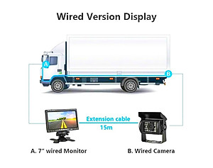 Bộ Màn Hình Camera Lùi Cho Xe Tải 24V 7.0 Inch Cáp 15M Camera 18 LED Hồng Ngoại Nhìn Trong Đêm Cho Xe Buýt Xe Tải Container Xe Công Trình