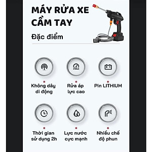 Máy Rửa Xe Cầm Tay Mini 48V, Máy Xịt Rửa Tăng Áp, Công Suất 400W, 2 Pin Dùng Tại Nhà Tiện Lợi