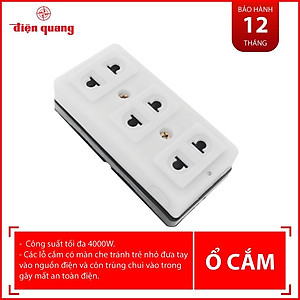 Ổ cắm Điện Quang ĐQ ESK 32 SW (3 lỗ 2 chấu, có nắp che an toàn, màu trắng, không dây)