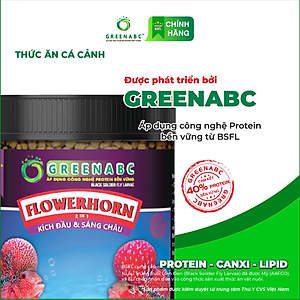 Thức ăn Cá La Hán GREENABC - Flowerhorn Fish – Hàm lượng protein 40% giúp kích bung đầu to, châu sáng, vảy rực rỡ, tăng trưởng nhanh - Hộp 350g