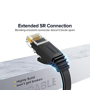 Ugreen UG50182NW102TK 30M cáp mạng dẹt Cat6 26AWG CCA Gigabit UTP LAN màu đen - HÀNG CHÍNH HÃNG