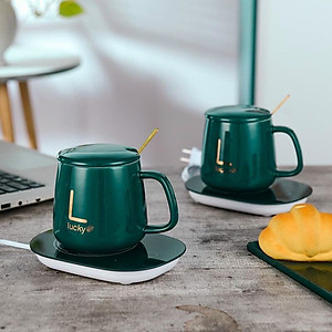 Cốc hâm nóng đồ uống   ,đa năng  ,kèm đế  và thìa mạ vàng cao cấp có hộp đựng sang trọng , có  thể làm quà tặng cho bạn bè người thân