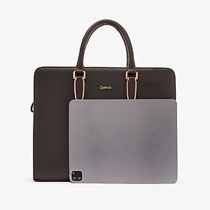 Cặp Da Nam Công Sở Túi Xách GENCE CTS08 Da Bò Cao Cấp Màu Nâu Có Dây Đeo Vai