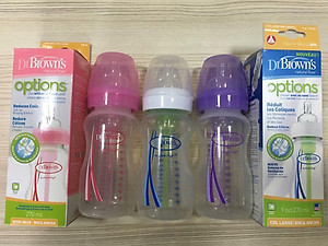 Bình sữa cổ rộng 270ml nhựa pp options Dr.Brown's màu hồng