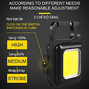 Đèn LED Mini Móc Khóa - Đèn Pin COB - Đèn Pin Dã Ngoại - Sạc USB Tiện Dụng - Hàng Loại 1 - Chính Hãng MINIIN