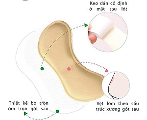 Bộ 2 cặp lót giày 4D bảo vệ gót chân và chống tuột gót giày (loại bầu) 1 CẶP KEM VÀ 1 CẶP ĐEN