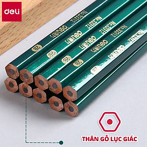 Bút Chì Lục Giác 2B HB Deli - Bút Chì Gỗ Thi Trắc Nghiệm Ruột Đậm Bút Chì Học Sinh Cấp 1 Tập Viết Chì Vẽ Phác Thảo