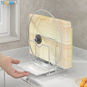 Kệ để nắp vung thớt 3 ngăn inox 304 Hobby home decor TT10 có khay nhựa