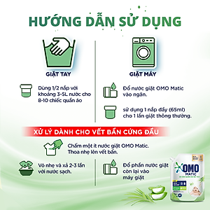 Túi Nước Giặt Omo Matic Cho Quần Áo Bé Yêu Chiết Xuất Tràm Trà Và Nha Đam Dịu Nhẹ, Sạch Khuẩn 3.6kg