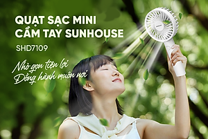 Quạt sạc mini cầm tay Sunhouse SHD7109 - Hàng chính hãng