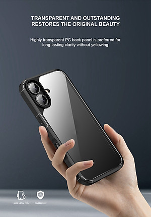Ốp lưng chống sốc lưng trong dành cho iPhone 16 / 16 Plus / 16 Pro / 16 Pro Max - Hàng chính hãng