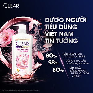 Dầu gội sạch gàu Clear Hoa Anh Đào đánh bay gàu & nhờn ngứa, sảng khoái cả ngày dài 630G