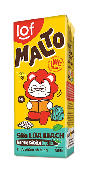 Lof Malto sữa lúa mạch hương SôCôLa bạc hà thùng 48 hộp x 180ml
