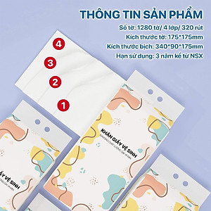Combo 4 bịch khăn giấy rút treo tường, 1280 tờ/bịch, dập vân 4D, siêu dai và mềm mịn
