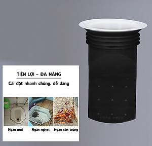 Phụ Kiện Ống Phễu Lắp Thoát Sàn Bồn Cầu Ngăn Chống Mùi Nước Cống Hôi Vi Khuẩn Côn Trùng Thâm Nhập - Đen - 75-90mm