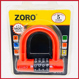 Ổ khóa mật mã 4 số ZORO dạng chữ U - màu đỏ - thay đổi mật mã theo ý muốn