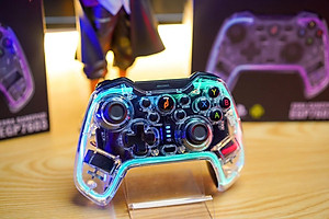 Gamepad Tay cầm chơi game Không Dây EDRA EGP7603 đèn Led - Trong suốt - Hàng Chính Hãng