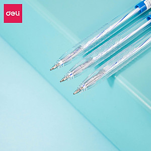 Combo 5-10-20 Bút Bi Bấm Deli EQ24 Ngòi 0.7mm - Mực Xanh/Đen/Đỏ - Bút bi dầu phù hợp học sinh văn phòng