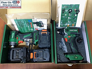 Bộ Combo 2 Máy Gồm Máy Bắn Vít Vá Máy Siết Bulong Dekton 550Nm, Bộ 2 Pin 15 Cell, Chân Pin Phổ Thông - Bảo Hành 12 Tháng