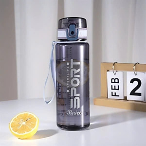 Bình Nước Nhựa Thể Thao 650ml, Dây Xách Tiện Lợi, Bình Nhựa Tập Gym, Chạy Bộ 