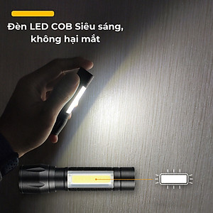 Đèn pin cầm tay  với 3 chế độ siêu sáng  kèm hộp đựng sang trọng , có zoom ,dây cắm sạc  ,chống sốc , chống nước nhỏ gọn tiện lợi