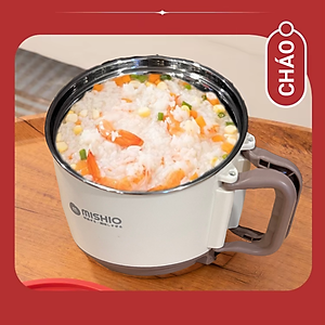 Nồi Lẩu Điện Mini 1.5L Mishio MK392 600W lòng nồi inox 304 không gỉ sét - hàng chính hãng