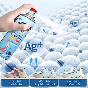 Chai Xịt Khử Mùi Giày Nano Bạc Dung Tích 260ml Chai Màu Xanh Diệt Khuẩn Ngăn Ngừa Hôi Chân Lưu Hương 24h